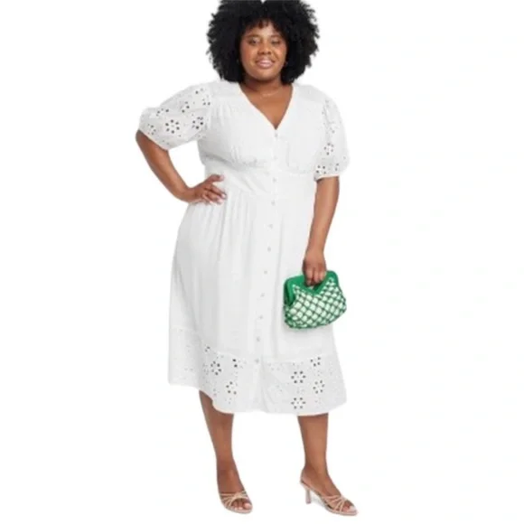 white cotton and lace dress STELLA NOVA Cotton Lace Dress in White 38
